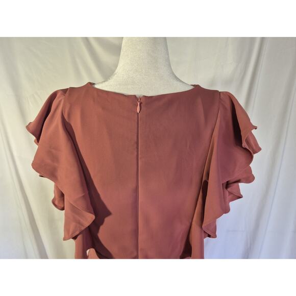New Ivy City Co Flowy Ruffle Mauve Dress M - Picture 6 of 7